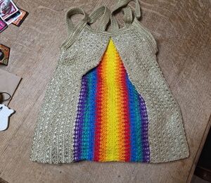 Rainbow Knit Tote Bag